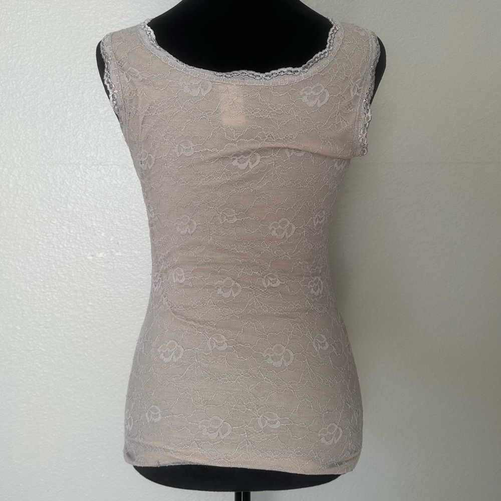 Vila Cream Floral Lace Tank Top XS Feminine Layering